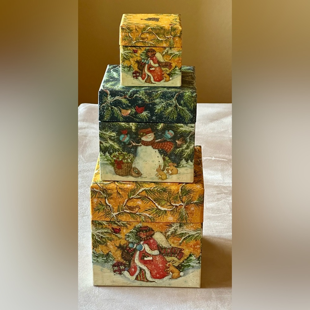 Bob’s Boxes Nesting Set of 3 Christmas. Vintage 2003. EUC. Winter Magic